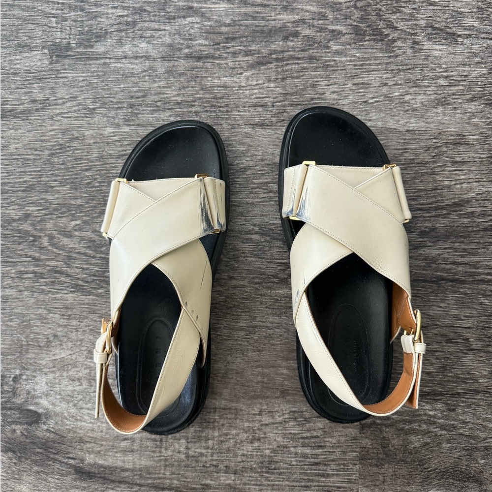 marni white leather fusbett sandal